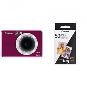 Canon 3879C004 Ivy Cliq+ 8 Megapixel Instant Digital Camera - Ruby Red