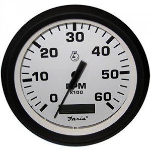 Faria 32932 Faria Euro White 4 Tachometer Whourmeter - 6,000 Rpm (gas 