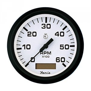 Faria 32932 Faria Euro White 4 Tachometer Whourmeter - 6,000 Rpm (gas 