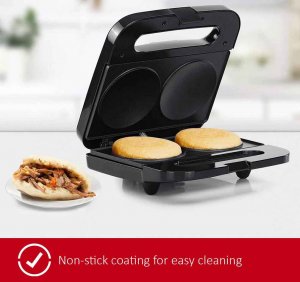 Holstein HH09125002SS Housewares 2 Section Arepa Maker Blackstainless 