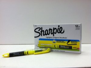 Dymo 1754463 Sharpie Accent Liq Fl. Yellow 12 Pack