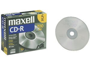 Maxell Y69725 Cd Recordable Media - Cd-r - 48x - 700 Mb - 5 Pack Slim 