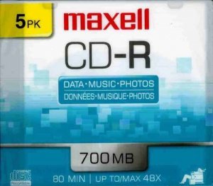 Maxell Y69725 Cd Recordable Media - Cd-r - 48x - 700 Mb - 5 Pack Slim 