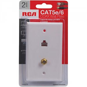 Rca RA20678 Cat-5e And 6 F  Coaxial Connector Wall Plate Tph557r