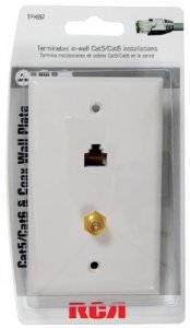 Rca RA20678 Cat-5e And 6 F  Coaxial Connector Wall Plate Tph557r