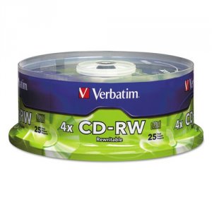 Verbatim 95169 Cd-rw 700mb 2x-4x With Branded Surface - 25pk Spindle -