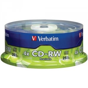 Verbatim 95169 Cd-rw 700mb 2x-4x With Branded Surface - 25pk Spindle -