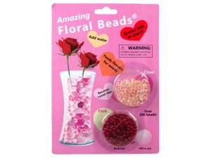 Bulk AT980 Floral Beads Pink  Clear