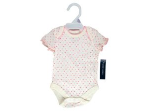 Bulk AT982 Faded Glory Newborn Onesie- Pink Hearts