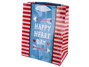 Bulk BH435 Happy Heart Day Striped Gift Bag