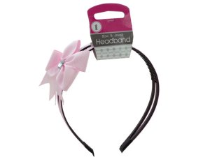 Bulk BI879 Alice Headband With Bow  Jewel Accent