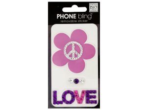 Bulk CG111 Peace Flower Love Phone Bling Removable Stickers