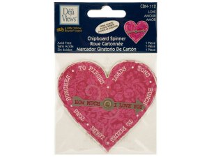 Bulk CG376 Love Chipboard Spinner Sticker With Glitter Accents