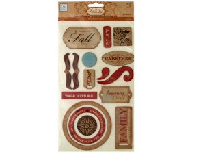 Bulk CG743 Fall Self-adhesive Chipboard Embellishments