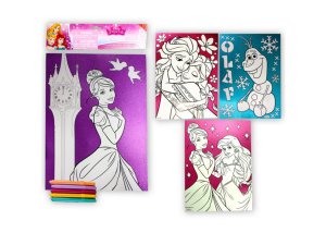 Bulk DC169 Disney039;s Princess And Frozen Glitter Poster With 5 Marke