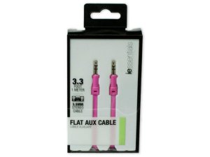 Bulk EN083 Iessentials Pink Flat Aux Cable 1 Meter