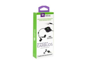 Bulk EN176 Retrak Retractable Black Earbuds