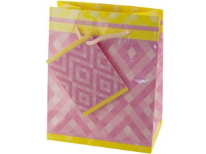 Bulk GB019 Small Pink Diamonds Gift Bag