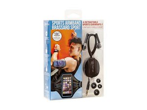 Bulk EN292 Blue Smart Phone Armband With Retractable Sports Wrap Earbu