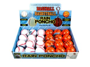 Bulk GH605 Baseball And Basketball Rain Poncho In Countertop Display.