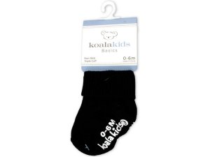 Bulk GH664 Koala Kids Basics Black Socks 0 - 6 Months Of Age