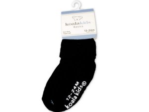 Bulk GH666 Koala Kids Basics Black Socks 12 - 24 Months Of Age