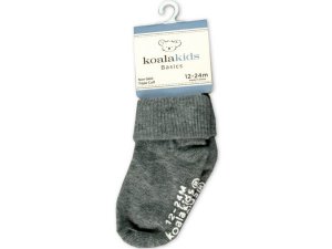 Bulk GH675 Koala Kids Basic Grey Baby Socks 12 - 24 Months Of Age