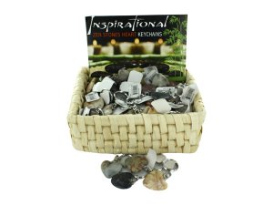 Bulk GM602 Zen Stones Heart Key Chains Countertop Display