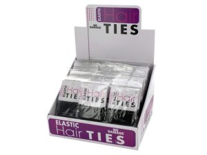 Bulk GR181 Black  White Elastic Hair Ties Countertop Display