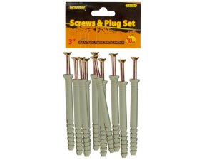 Bulk GR262 3quot; Screws With Ribbed Plastic Anchors Set