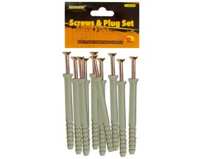 Bulk GR263 4quot; Screws With Ribbed Plastic Anchors Set