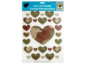 Bulk GW249 Iron-on Camouflage Hearts Transfers