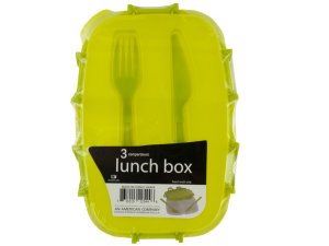 Bulk HA404 Divided Plastic Lunch Box With Fork  Knife