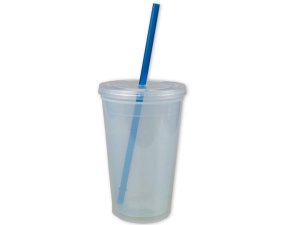 Bulk HC348 Blue And Clear Double Wall Mood Tumbler With Straw 16 Oz