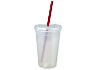 Bulk HC349 Red And Clear Double Wall Mood Tumbler With Straw 16 Oz