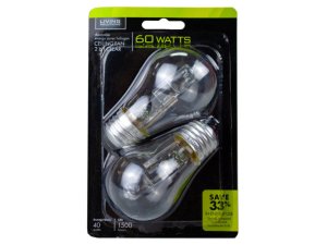 Bulk HD075 Living Solutions 40 Watt Clear A15 Halogen 2 Pack