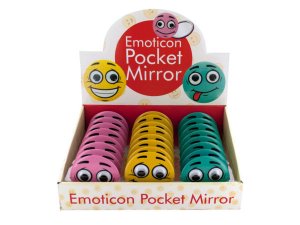 Bulk HH362 Emoticon Pocket Mirror Countertop Display