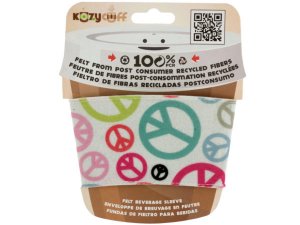 Bulk HH815 Peace Sign Kozy Cuff Felt Beverage Sleeve