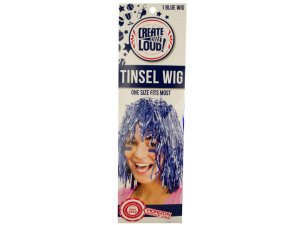 Bulk HH972 Blue Tinsel Wig