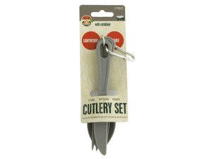 Bulk HI006 Camping Cutlery Set With Carabiner