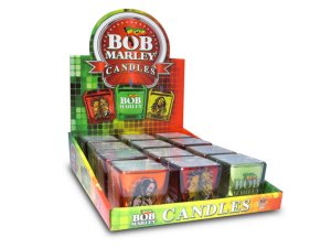 Bulk HI162 Bob Marley Square Glass Votive Candle Countertop Display