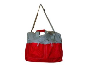 Bulk HL314 Red And Tan Multi Pocket Duffel Trip Bag