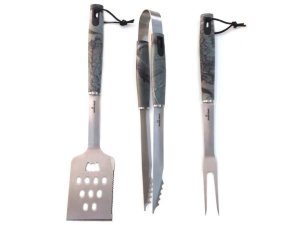 Bulk HL330 3 Piece Grey Camo Handle Stainless Steel Bbq Set