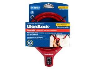 Bulk KL633 Wordlock 10mm 6 Ft Bike Lock In Assorted Colors