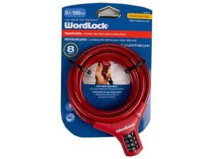 Bulk KL634 Wordlock 8mm 5 Ft Quick Release Black Bike Lock