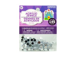 Bulk KM246 Small Silver Acrylic Jewels 145 Pack