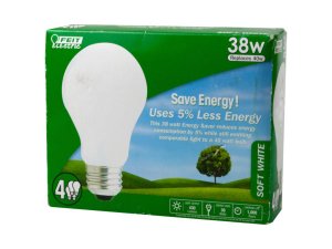 Bulk MA195 4 Pack Soft White Incadescent Light Bulb 38w