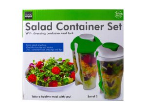 Bulk OB731 2 Pack Salad Container Set With Dressing Containers  Forks