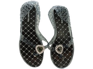 Bulk OC825 Ladies Glitter Jelly Sandals With Jeweled Hearts