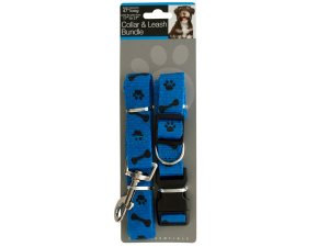 Bulk OD954 Paw  Bone Print Collar  Leash Bundle Set